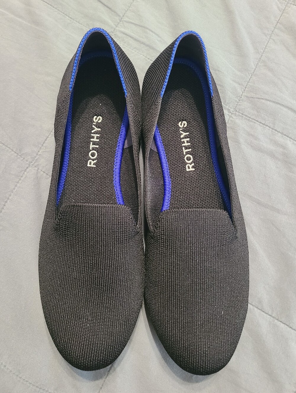 Rothy's The Loafer Black Knit Slip On Flats Shoe Size 9.5